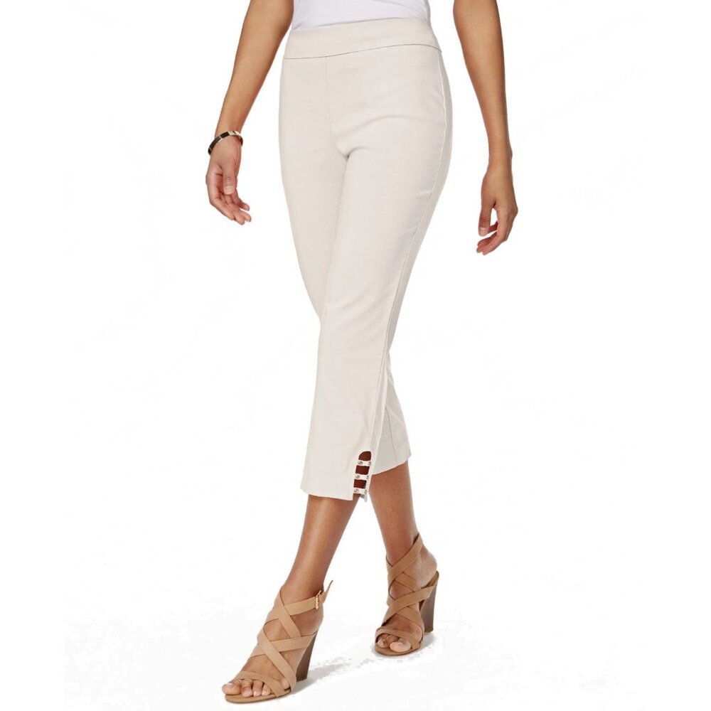 JM Collection Petite Womens Size SP Small Petite Lattice-Hem Cropped Capri Pants